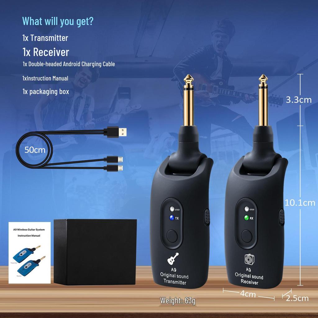 Kruiser A9 Wireless Audio Transceiver for Guitars, Electric Wind Instruments, and Bass Pickups