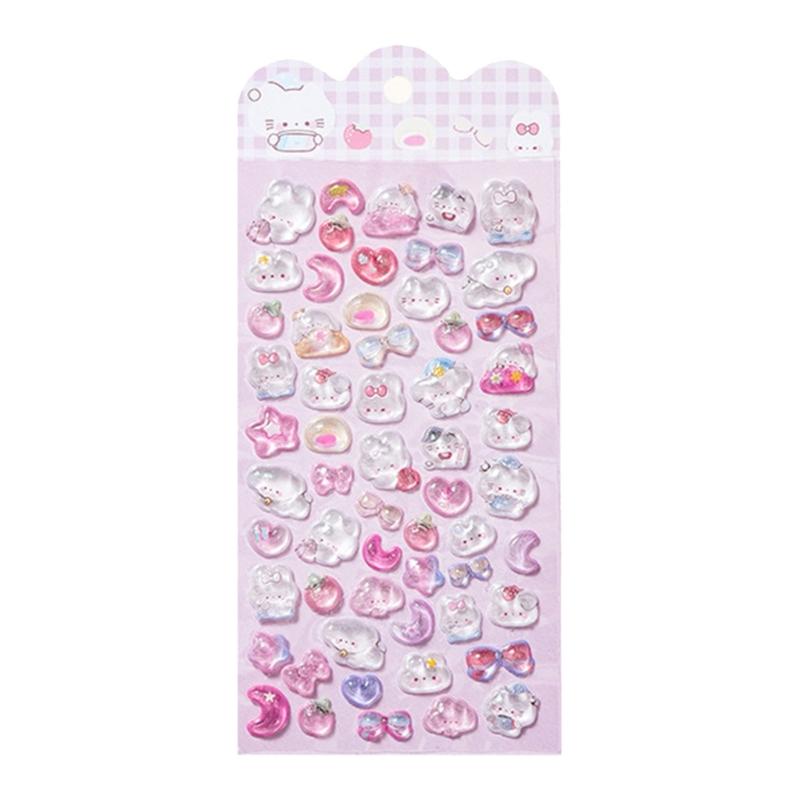 652F Embossed Animal Sticker Adhesive PVC Resin Sticker For Kids Art Craft Water Bottle Notebook Journal Phone Case Laptop