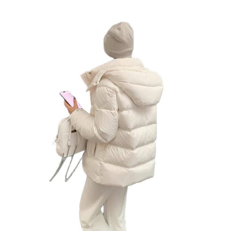 2026 Womens Winter Down Jacket 90 White Duck Thick Warm Hooded Outdoor Coat