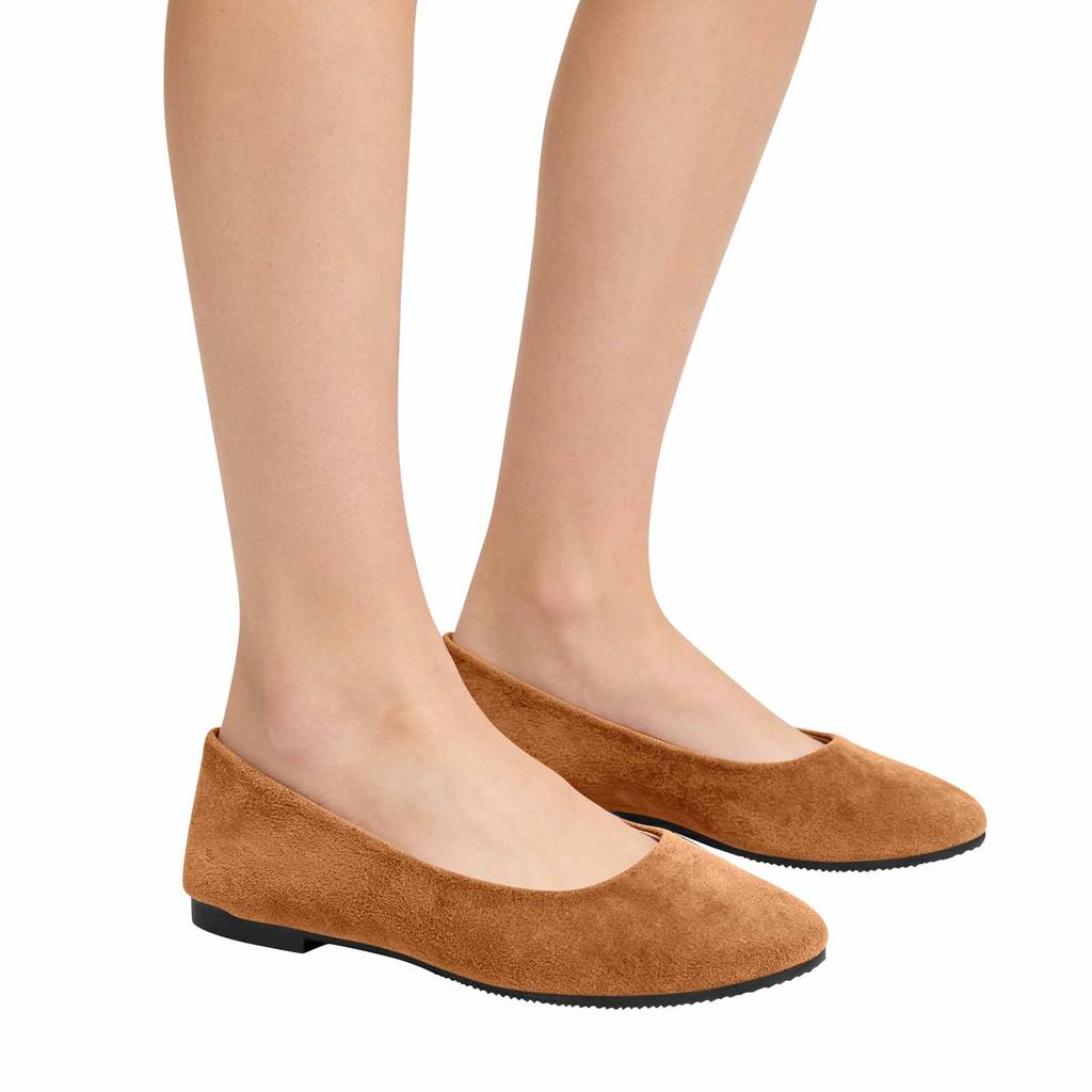 Women's Pointed Toe Flat Shoes Slip On Ballet Style Low Heel Casual Comfortable Soft Material Footwear