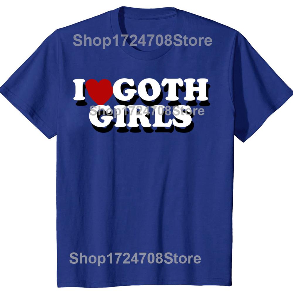 Lustiges Ich liebe Goth-Mädchen Rotes Herz Grafik T-Shirts T-Shirt Herren Damenmode Lässig Übergroß 100% Baumwoll T-Shirt
