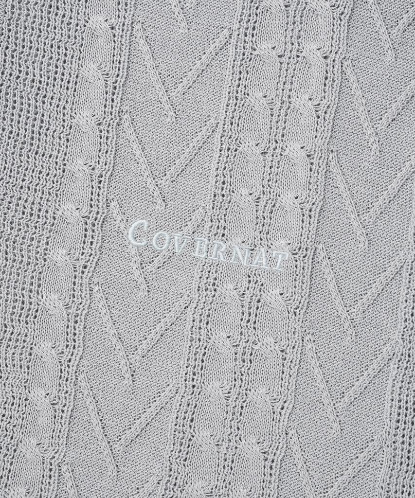 COVERNAT Cool Cable Collar Half Knit Light Blue