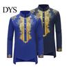 Retro Men Top Spring Autumn Shirt Ethnic Style Stand Collar Buttons Neckline Polyester Long Sleeve Pullover Tops Printing Front Low Back High