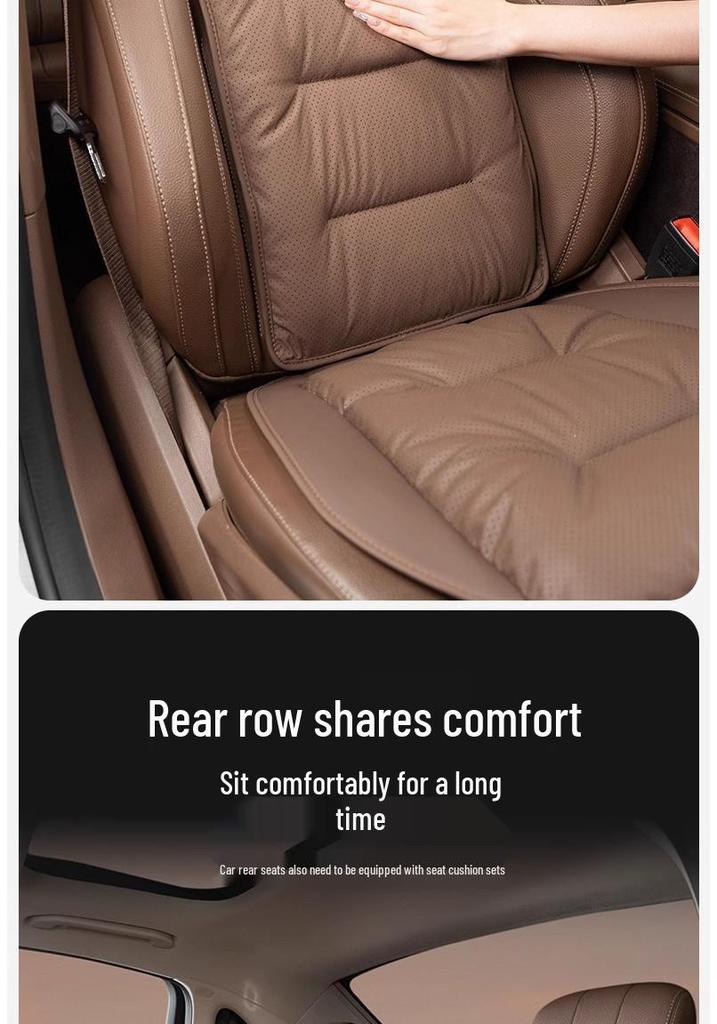 Luxurious Nappa Leather Car Seat Cushions - Thick, Non-Slip, Full Set for Five-Seater Cars
