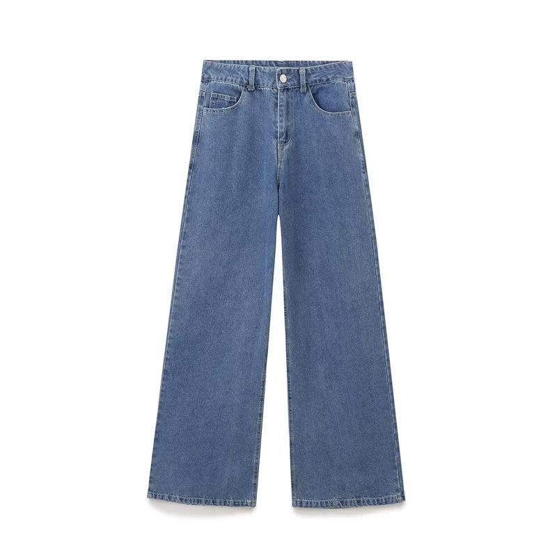

Kaslead New Arrival Women s Clothing Fashion Style Fashion Simple High Waist Wide Leg Denim 6164162 Blue L