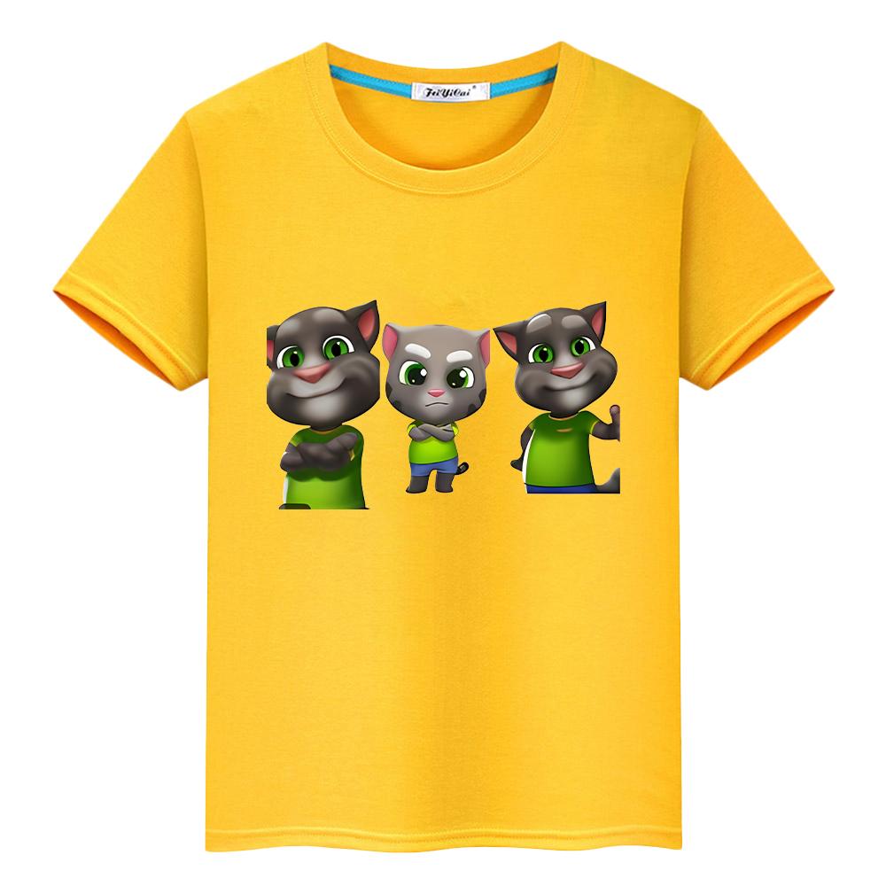 Kawaii Tops Talking tom cat Print t shirt for kids boy 10year anime Tees 100%Cotton Short pride tshirt y2k Christmas girl clothes