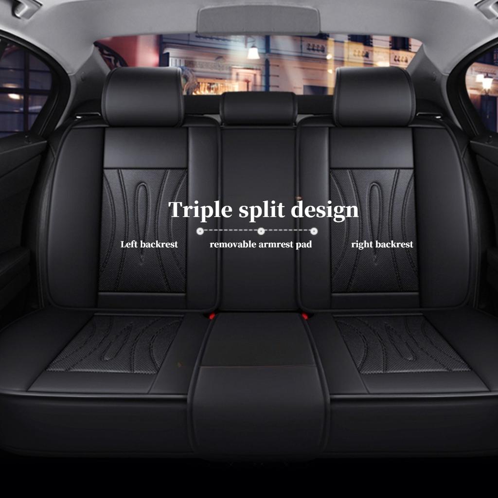 Full Set 5-Seat Premium Nappa Leather Car Seat Covers with 2 Headrest  Breathable and Waterproof   Seat Covers for Most Cars