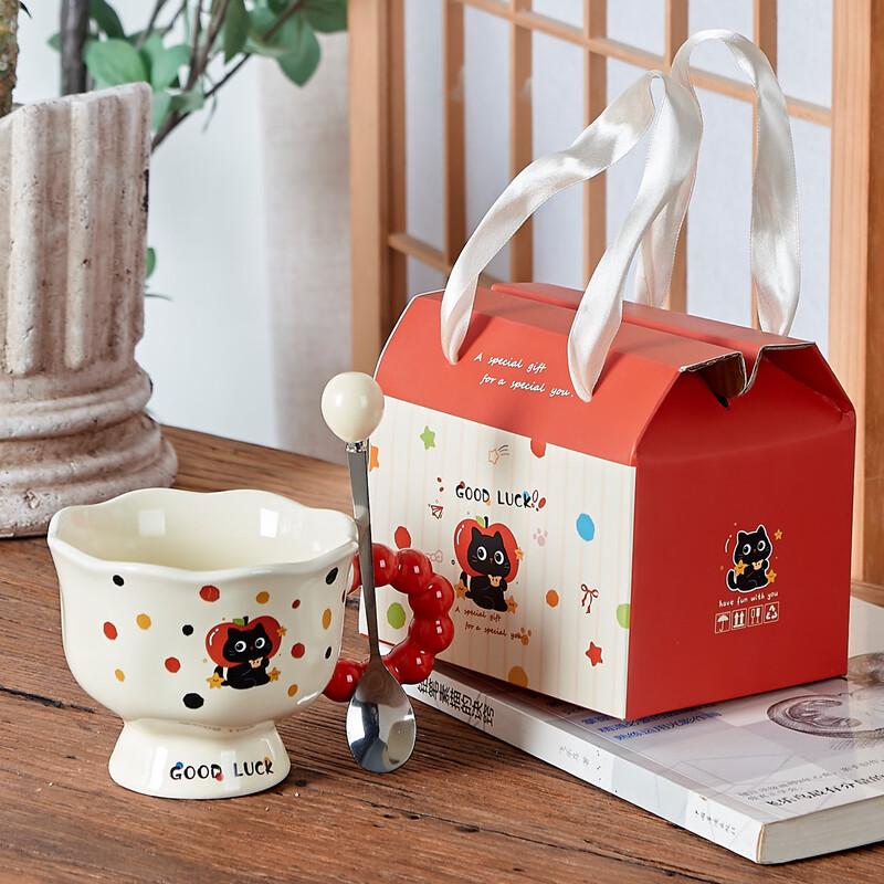 WJ Ceramic Mug with Spoon Gift Set