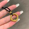 Ancient Gold Peace Buckle Pendant Necklace for Women - 999 Fine Gold Woven Cord Valentine's Gift