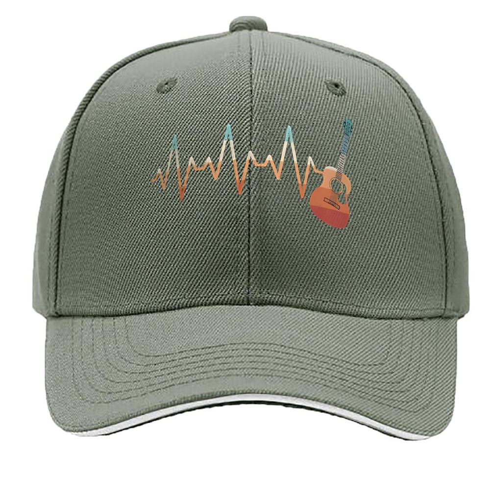 Melodic Heartbeat Guitar Waveform Mashup Design Sandwich Baseball Cap For WoUnisexs Unisex FeUnisex Beach Dad Hat