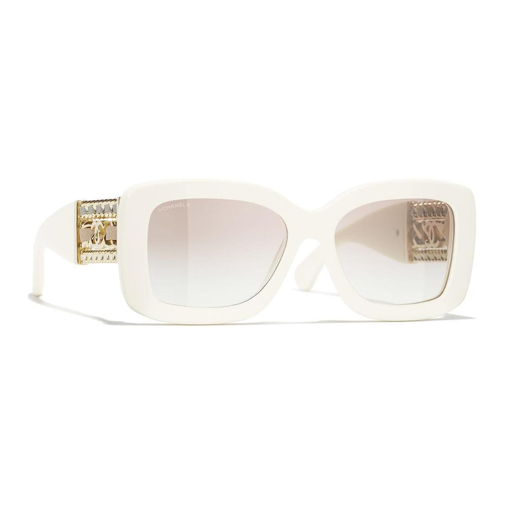 Chanel Solid Color Design Irregular Shape Sunglasses Women Sunglasses White CH5536Q