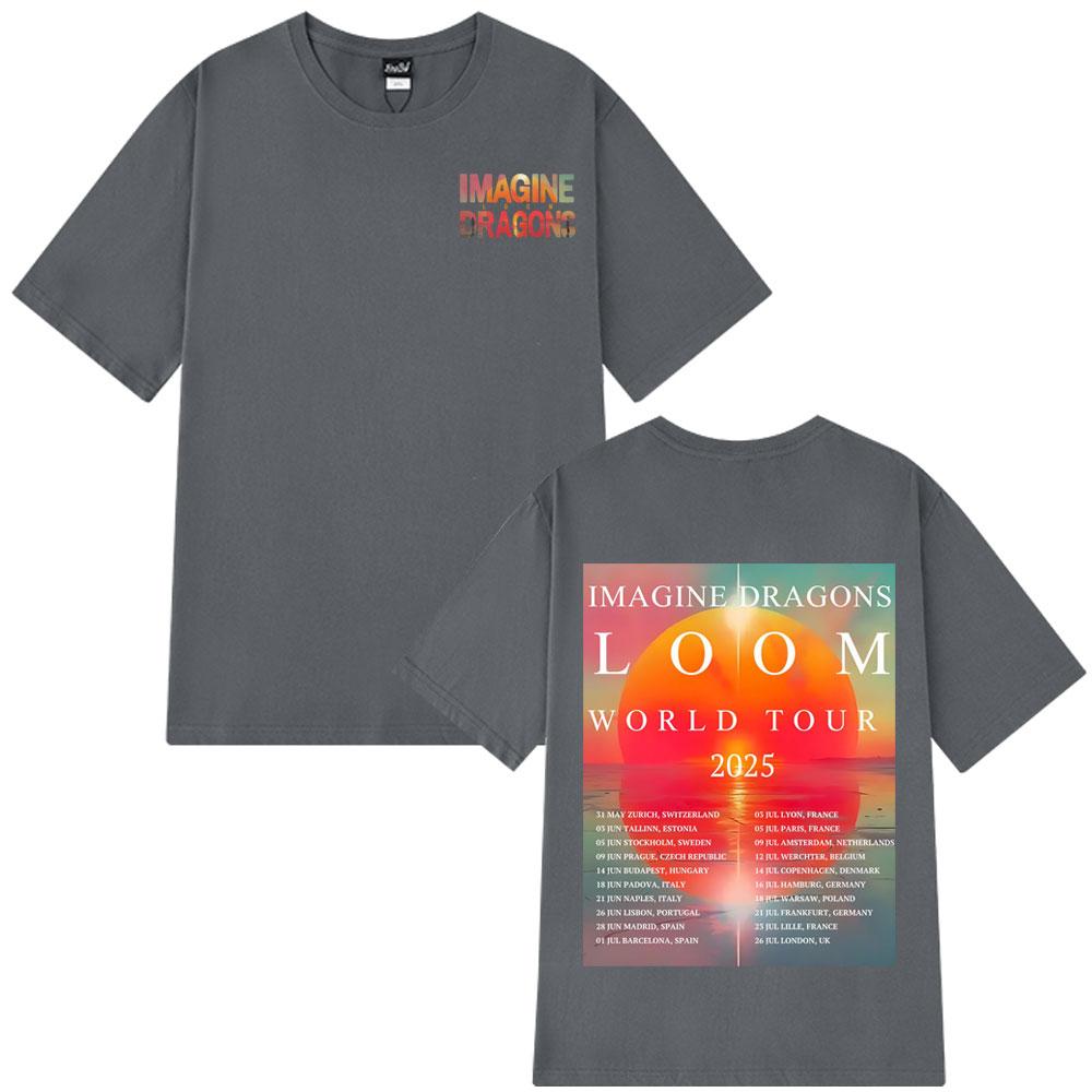 Imagine Dragons Band Loom Tour 2025 T-Shirt Men's Fashion Hip Hop Short Sleeve Oversized Soft Cotton Simple T Shirt Streetwear