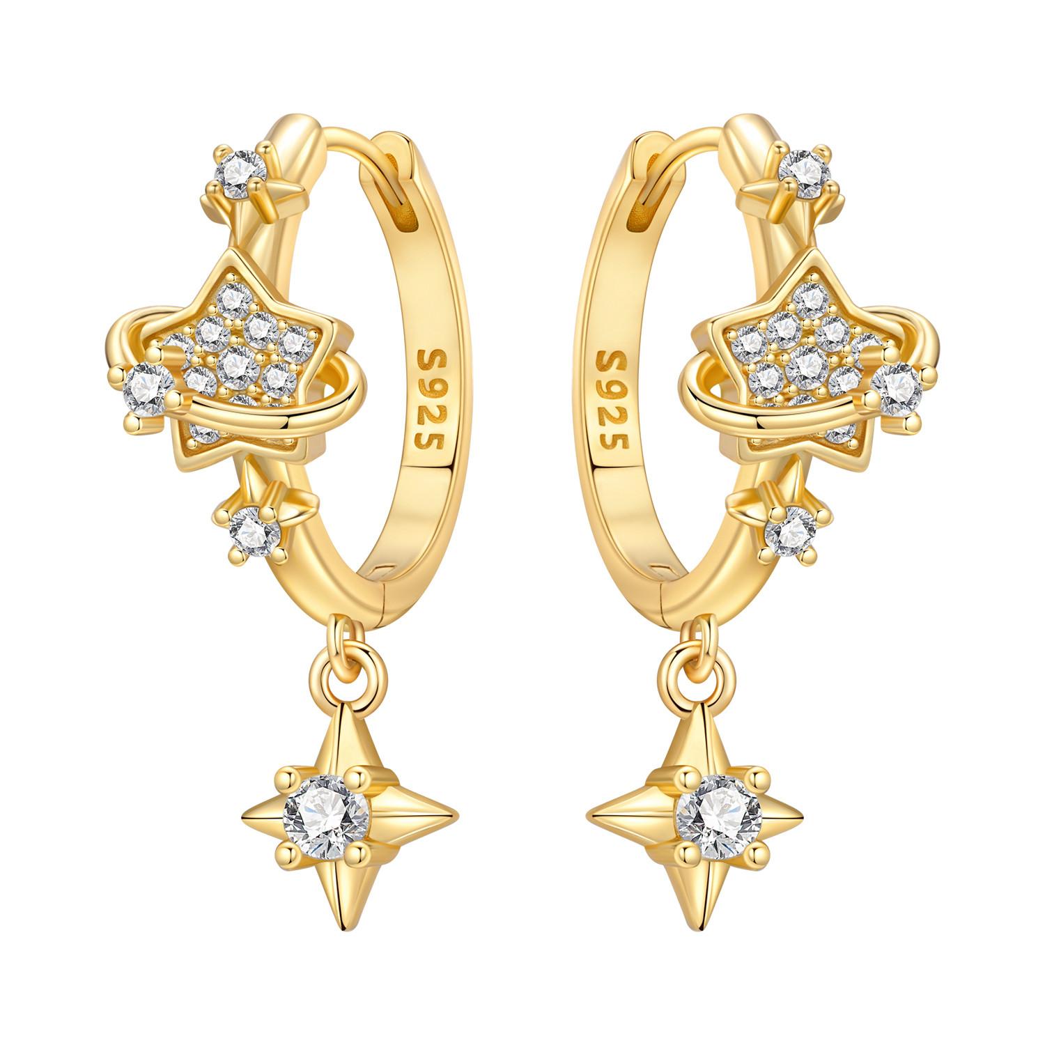 

925 Silver Gold Star Tassel Drop Earrings Women Earrings Charm Fashion Versatile Party Jewelry Gifts