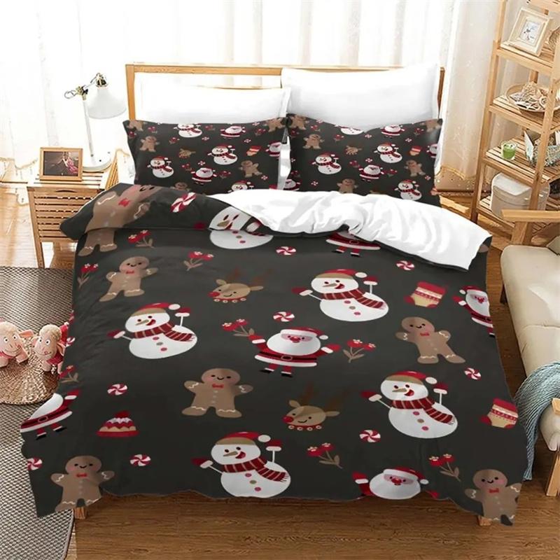 Jule Dynetrekksett Julenissen Trykt Sengetøysett Dobbel Størrelse For Barn Barn Voksen Nyttårsgave Polyester Sengetøy