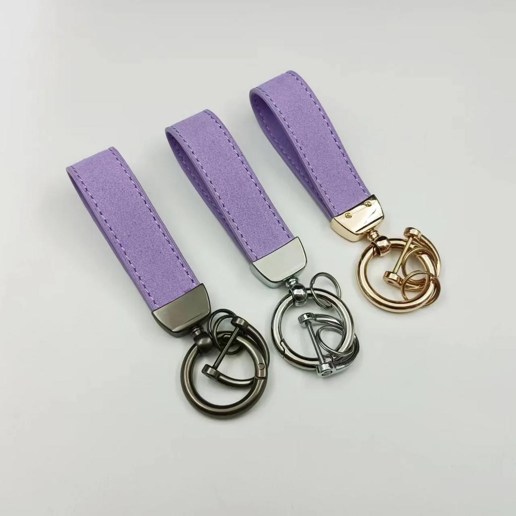 Personalize Name Number Suede Leather Car Keychain Business Gift Laser Custom Logo Leather Bag Keyring Men Women Key Chain Ring