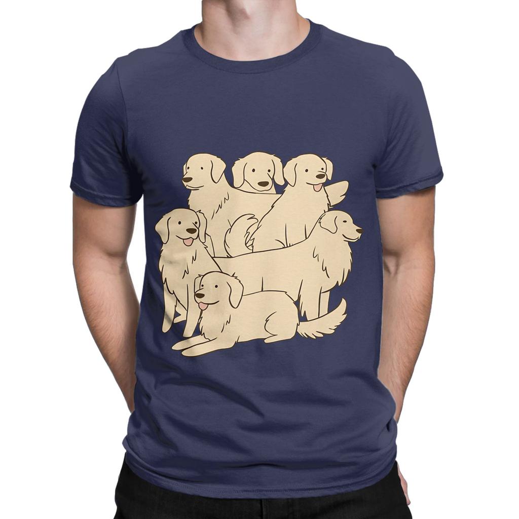 Cute Golden Retrievers Dogs Cartoon Illustration Novelty 100 Cotton Tshirt Gloden Retirever Tees Tops For Unisex