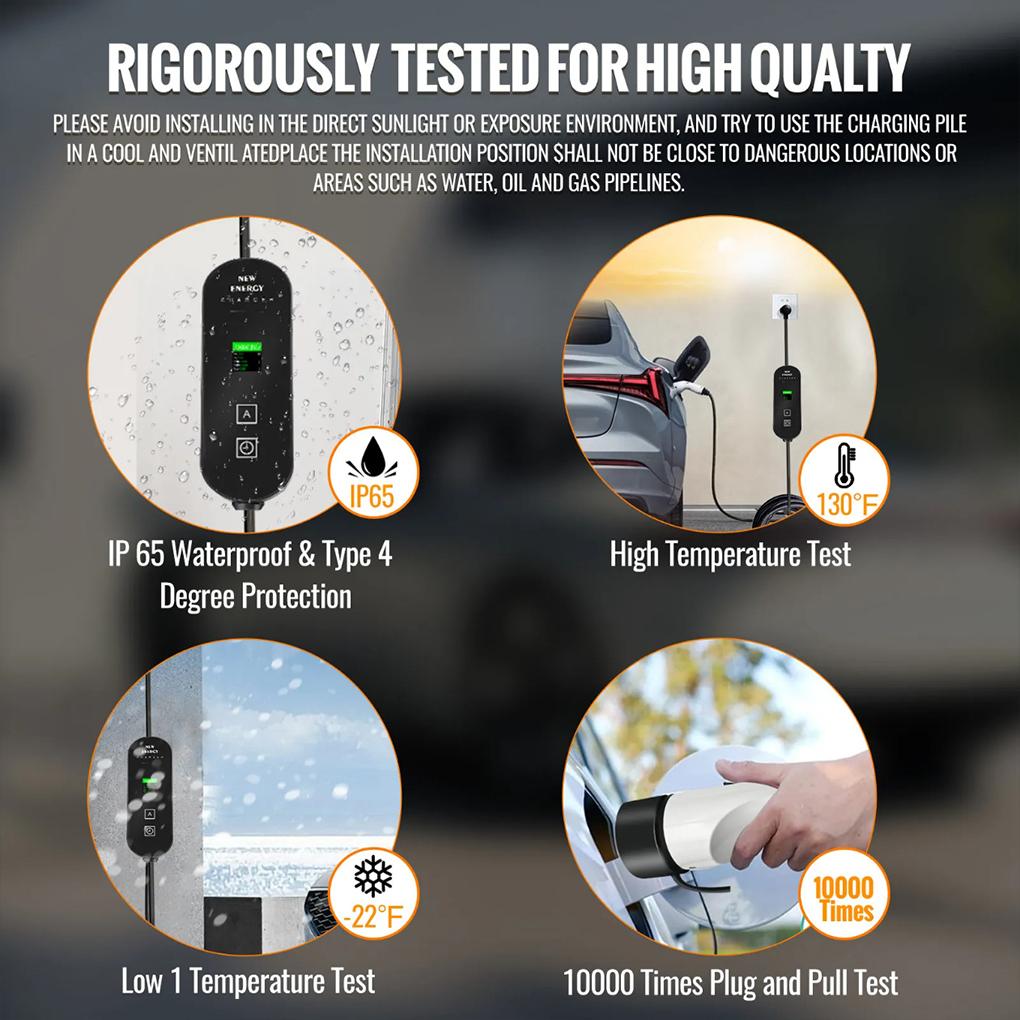 Portable 7KW 32A Type 2 EV Charger 5M/10M Single Phase CEE 3PIN EU Plug LCD Color Screen Car Electric Charger Car Accessories