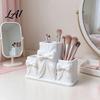 Desktop Storage Box for Cosmetics 3D Printed Makeup with Bow Design Cosmetic Organizer Girly Vanity Table Three Compartments Pen Holder Pencils