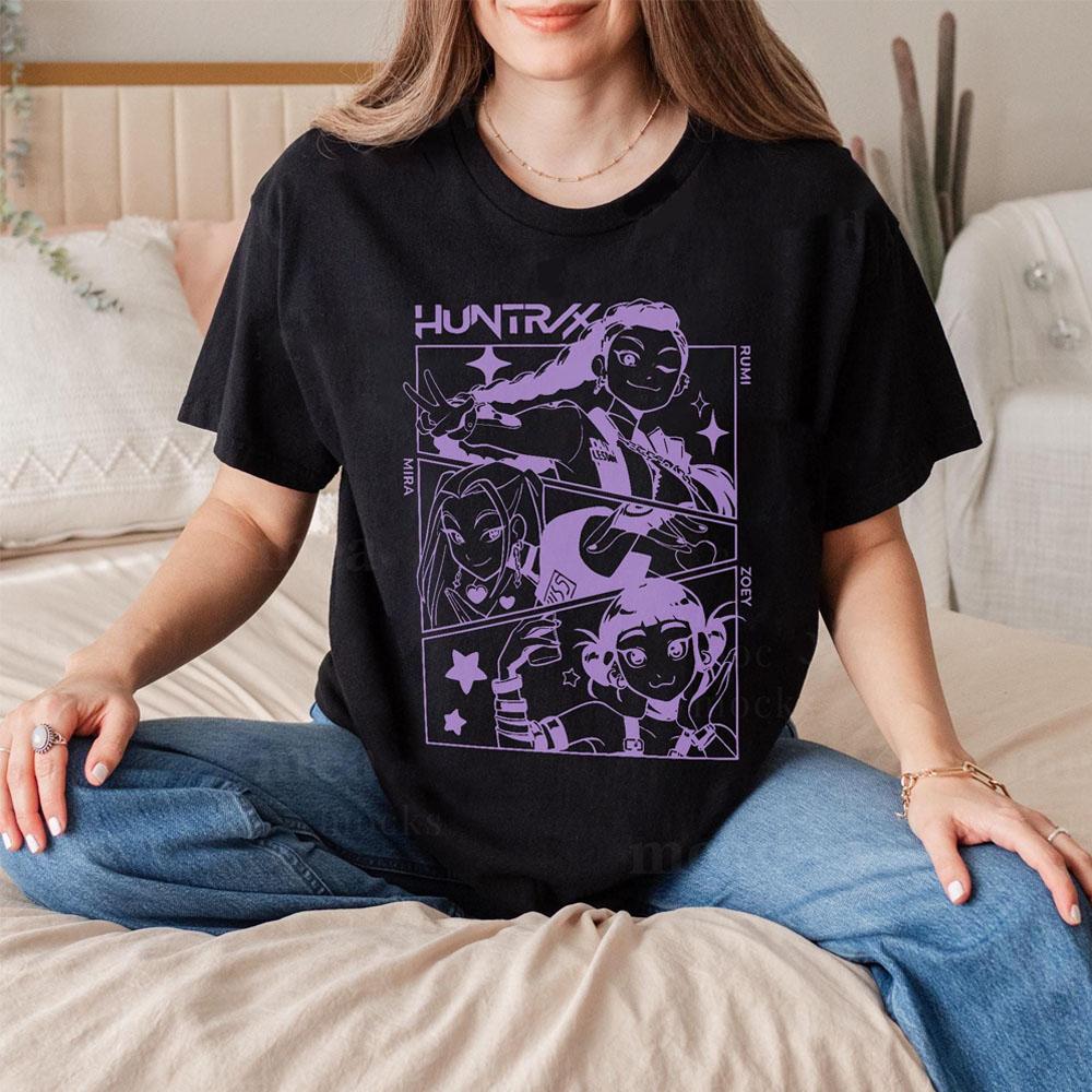 HUNTRIX K-Pop Dämonenjäger Anime T-Shirt Harajuku O-Ausschnitt Freizeitshirt Geschenk für Fans