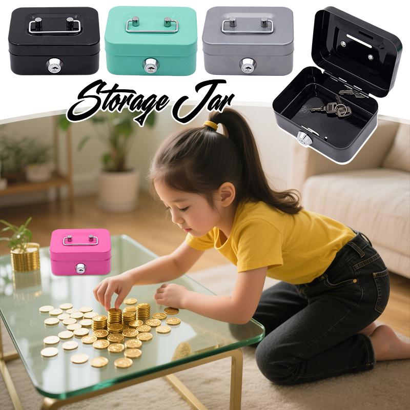 Lockable Money Safe Box With Key Portable Metal Cash Box Piggy Bank Storage Security Box Mini Coin Collection Case For Kids