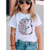 European sizes Summer Fashion Short Sleeve T-Shirt for Girls Featuring a Hedgehog Cartoon Design Filled with Flowers