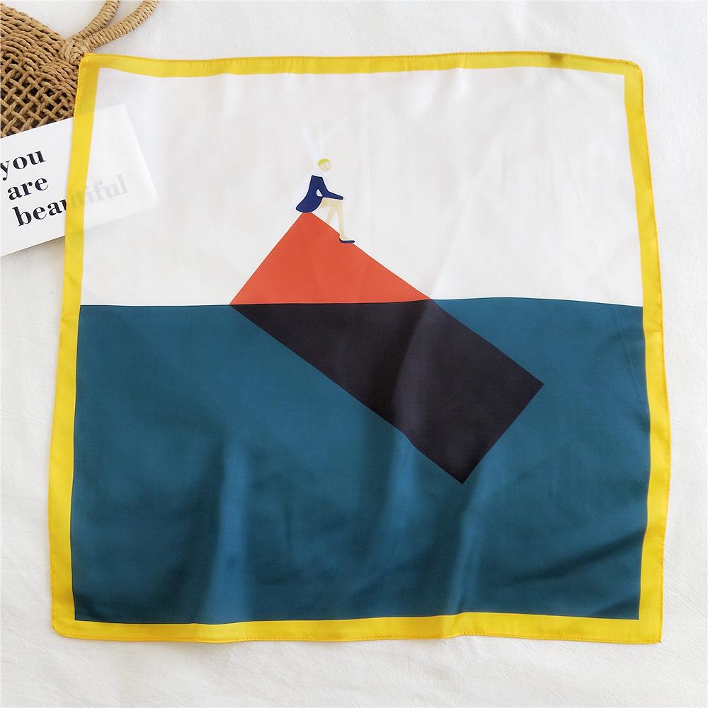 53cm Silk Square Scarf for Women: Elegant Korean Design for Spring, Summer, Autumn - Fashionable Digital Print Headscarf