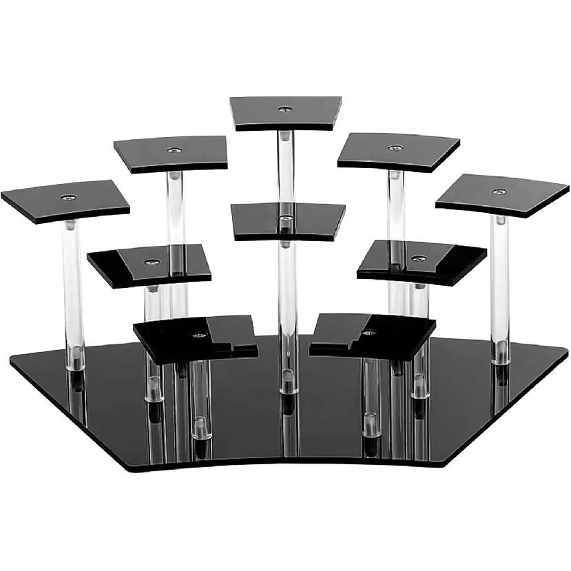 Acrylic Display Stands,10-Tier Action Figure Display Stand,Multilevel Acrylic Risers for Funko Pop Cupcake Dessert and Perfume Display,Display Risers