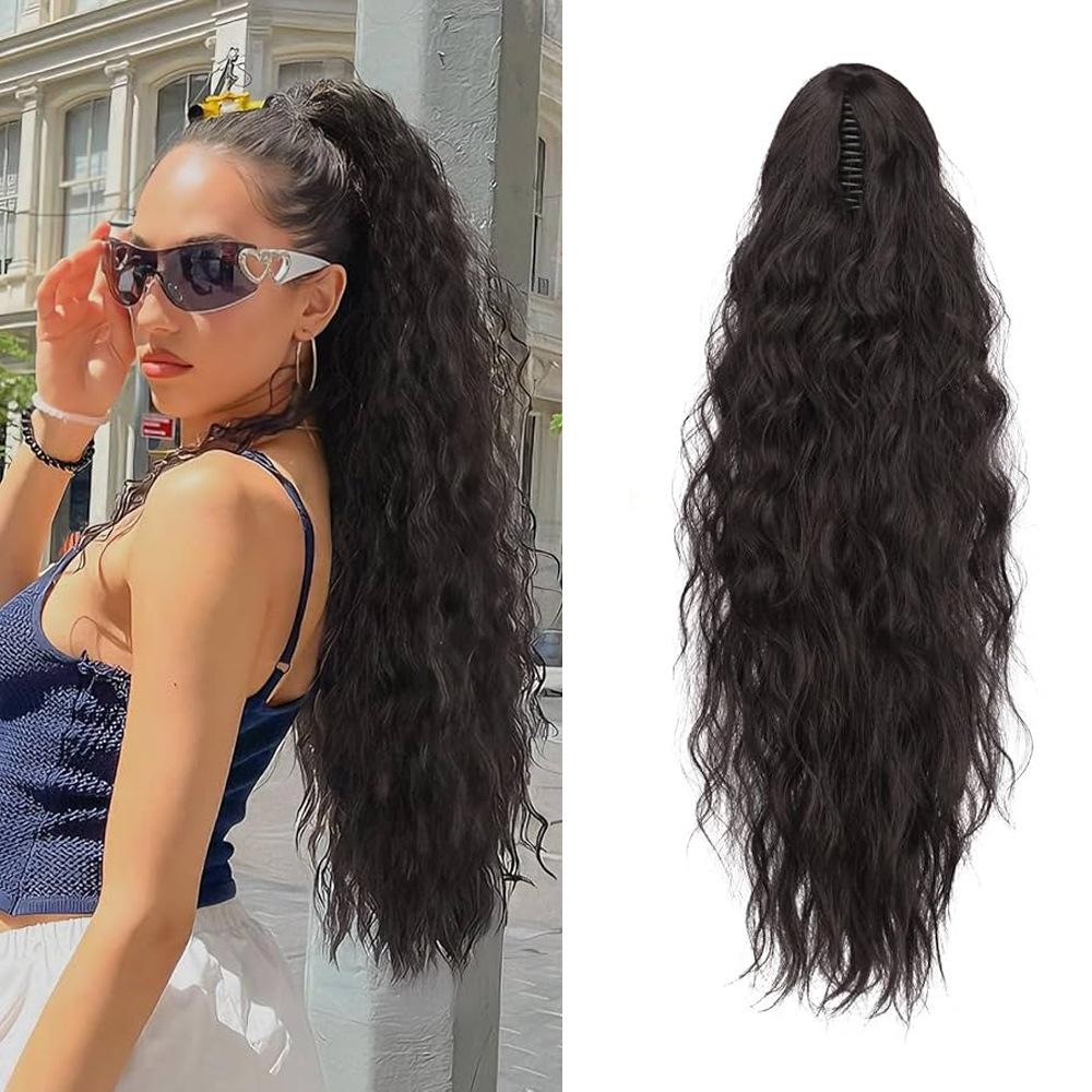 Damen 26 Zoll Maiswelle flauschige Klammer Pferdeschwanz Perücke