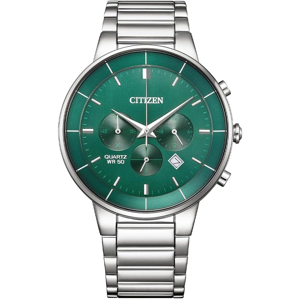 Citizen Chronograph Quartz Men s Watch AN8220-52X Green Silver Stainless Steel