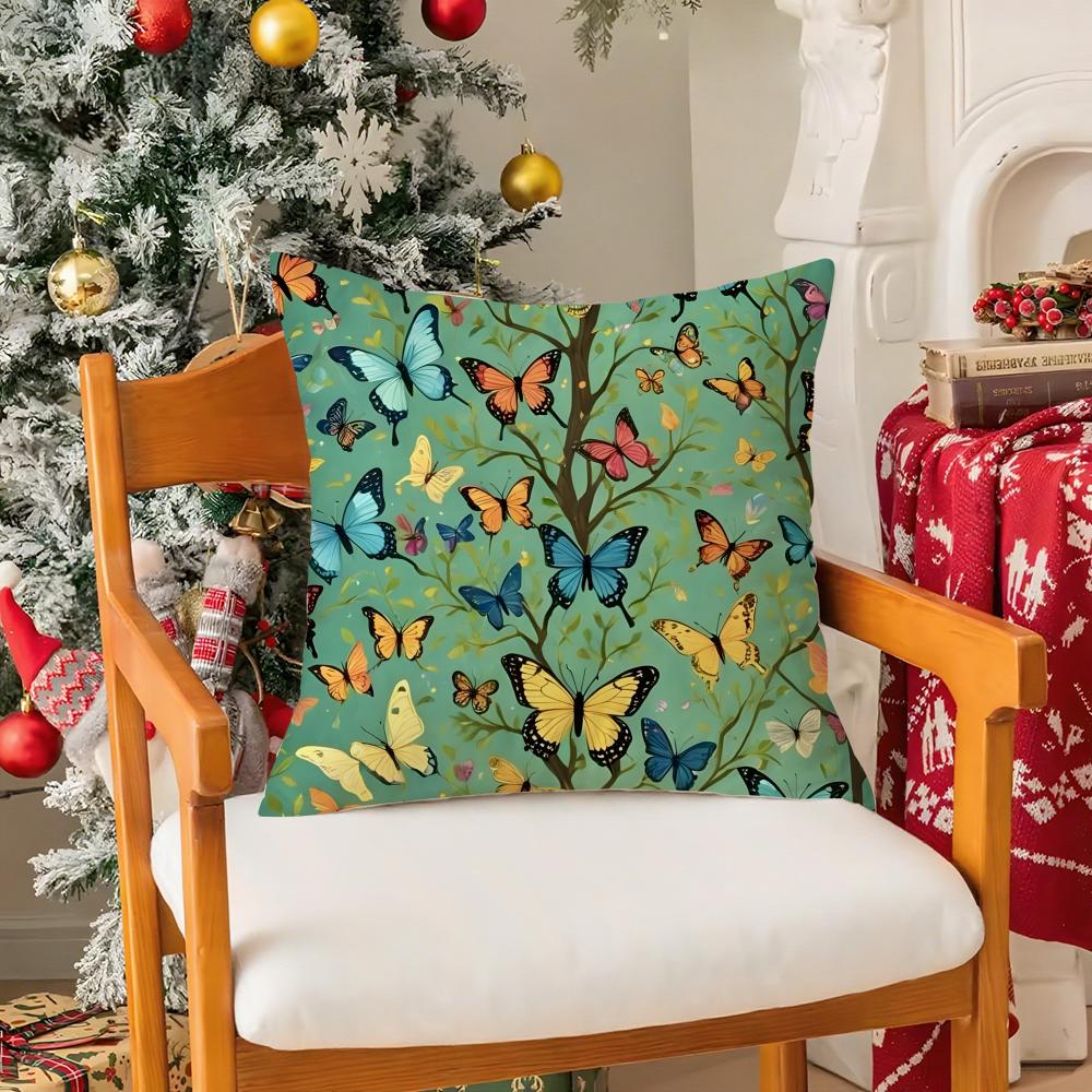 Flowers And Animals pattern Pillow Case Silky Short Plush with Invisible Zipper Dustproof Sofa Cushion Cover for Home Decor 30X30cm