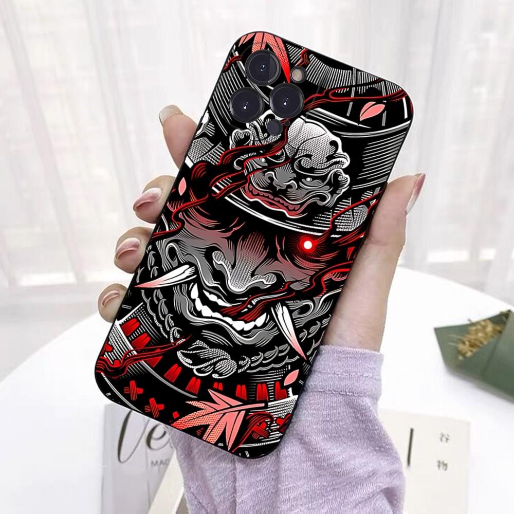 Samurai Oni Mask Phone Case For IPhone 16 15 14 11 12 13 Mini Pro XS Max Cover 6 7 8 Plus X Funda Shell
