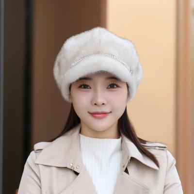 New Mink Hat Women's Winter Beret Mink Fleece Women's Hat Mom Warm Hat