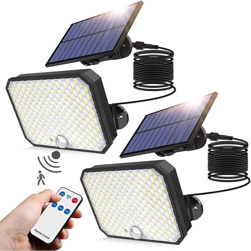 Outdoor LED Solar Light 3 Modes Motion Sensor Flood Lamp IP65 Waterproof Security Lights with Remote for Garage Wall Light