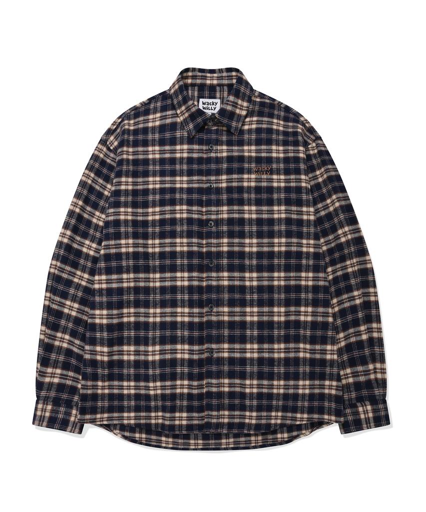 WACKY WILLY Flannel Big Check Shirt Dark Blue