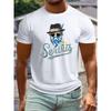 Kühler Komfort, Sommer-T-Shirt für große und kräftige Männer - Lässiges Kurzarmshirt mit einzigartigem Hut-Bandana-Grafikdruck, Maschinenwaschbar