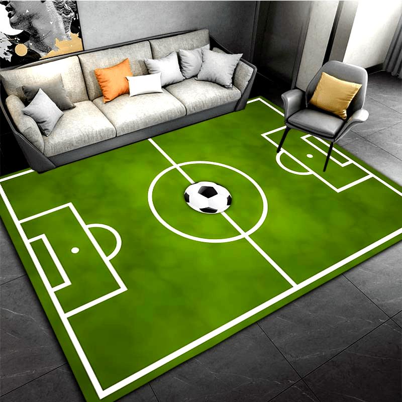 

Flannel Printed Soccer Field Rug Football Theme Decor Soft Fleece Floor Mat Living Room Carpet Kids Room Rugs for Sports Fans 60x90cm