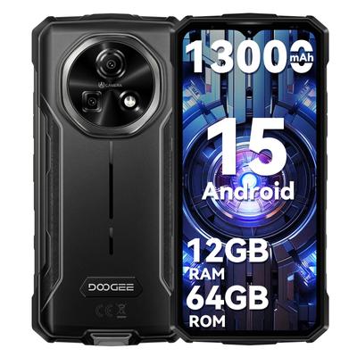 DOOGEE FIRE 5 Android 15 Odolný smartphone s baterií 13000mAh, 12GB+64GB/2TB Rozšiřitelný smartphone, 6.6" HD+ 90Hz IPS, 13MP Fotoaparát, NFC, IP68/69K