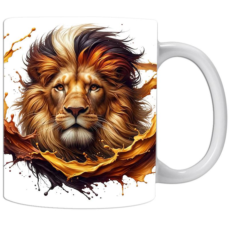 Lion Cat Ceramic Coffee Mark Cup Tea Cup New Holiday Gift King Mug