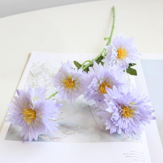 5 Heads Artificial Flower High Simulation Silk Material Realistic Texture Lifelike Bellis Perennis