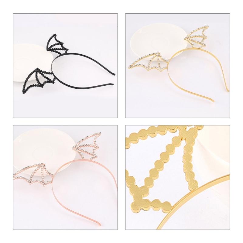 Shinning Bat Wing Headband Rhinestone Hair Hoop Halloween Party Headpiece Cosplay Animes Character for Woman Teens