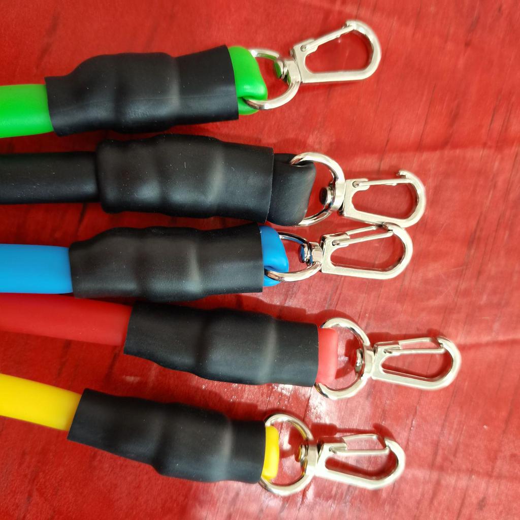 11-Piece Multifunctional Yoga Resistance Band Set with Zinc Alloy Hook