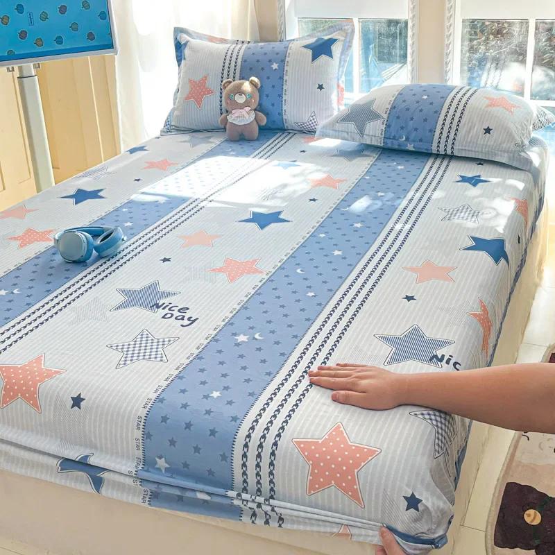 Pure cotton mattress single piece 100% cotton mattress protective cover non-slip and dust mattress protective cover cotton
