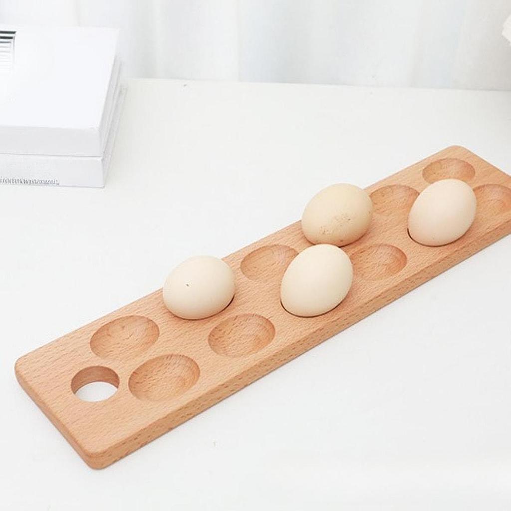 Egg Holder Organizer Portable for Countertop,Kitchen Decoration,Wooden Storage Tray