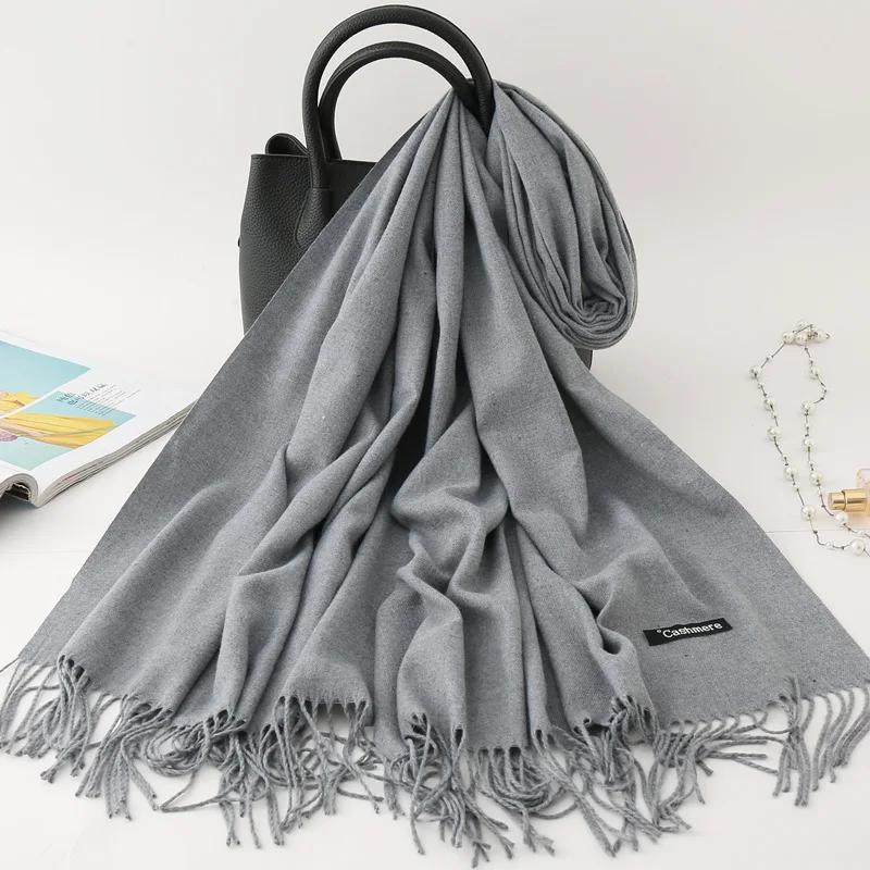 Solid Color Cashmere Scarf For Men Winter Pashmina Warm Neckerchief Navy Black Gray Men'S Business Scarves Male Bufandas Shawls