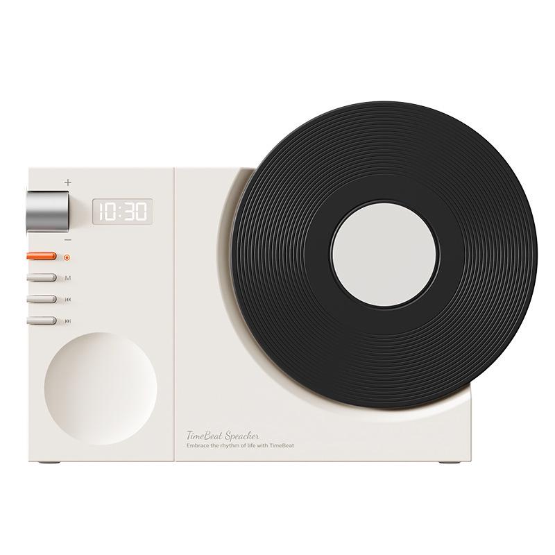 

Portable Retro Bluetooth Vinyl Record Player & Wireless Speaker with USB Charging, Outdoor Use, TF Card Slot, and Clock Feature білий