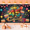 2D plane polyester fiber colorful 45th birthday celebration background fabric interior and exterior decoration