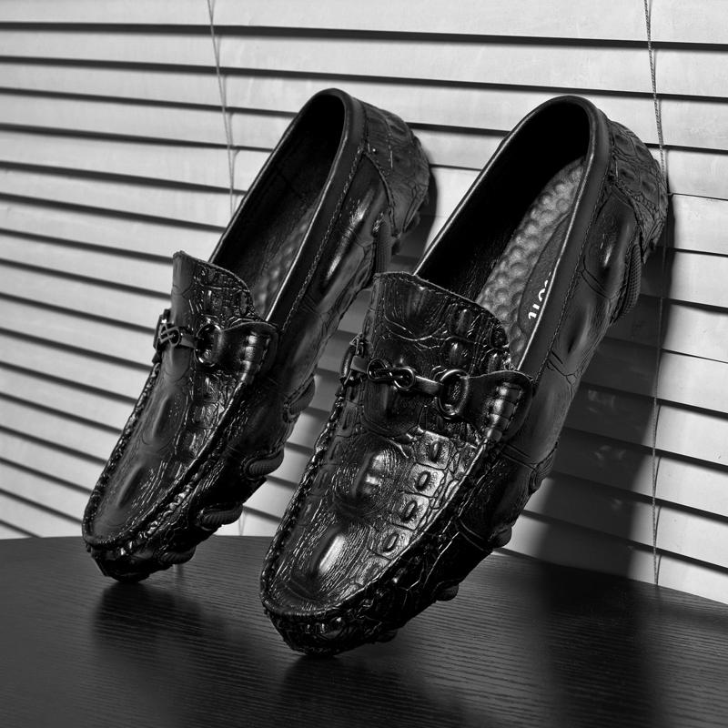 Mens Casual Flats  Crocodile Pattern Loafers Moccasins Slip On Breathable Footwear Male Driving Soft Shoes Leisure Walk Non-Slip