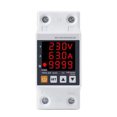63A Strom-kWh-Messgerät für elektrische Energie mit Über- und Unterspannungsschutz, Relaisgerät, Leistungsschalter