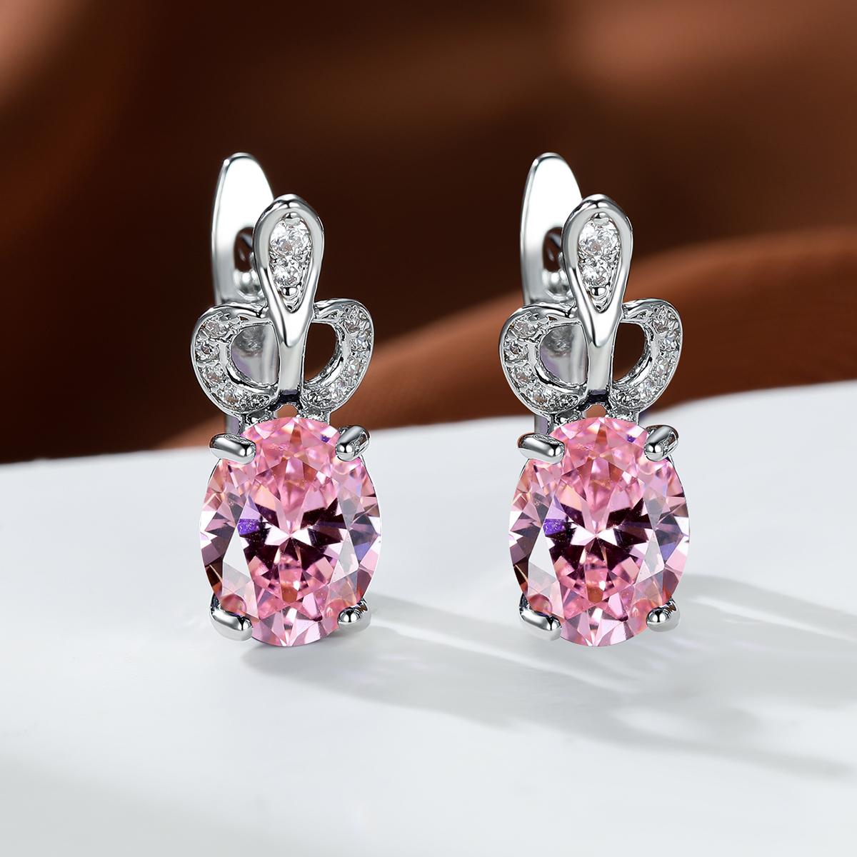 

Изысканные круглые серьги для женщин, простые цветочные серьги, свадебные серьги с радужными камнями розовый