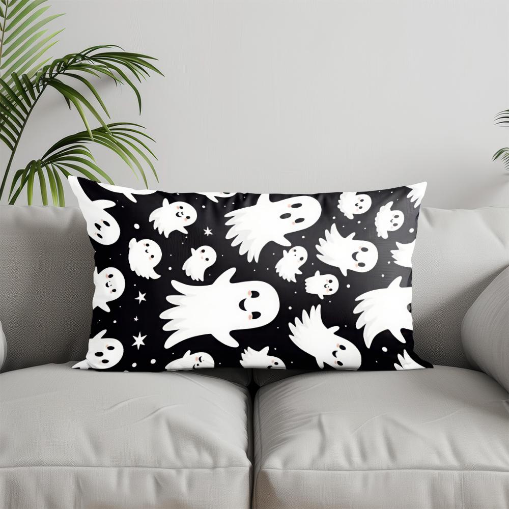 Home Decor Cute Ghost Halloween Pillowcase Suitable For Sofa Bedroom Car Pillow Cover Cushion Rectangular Back Cushion